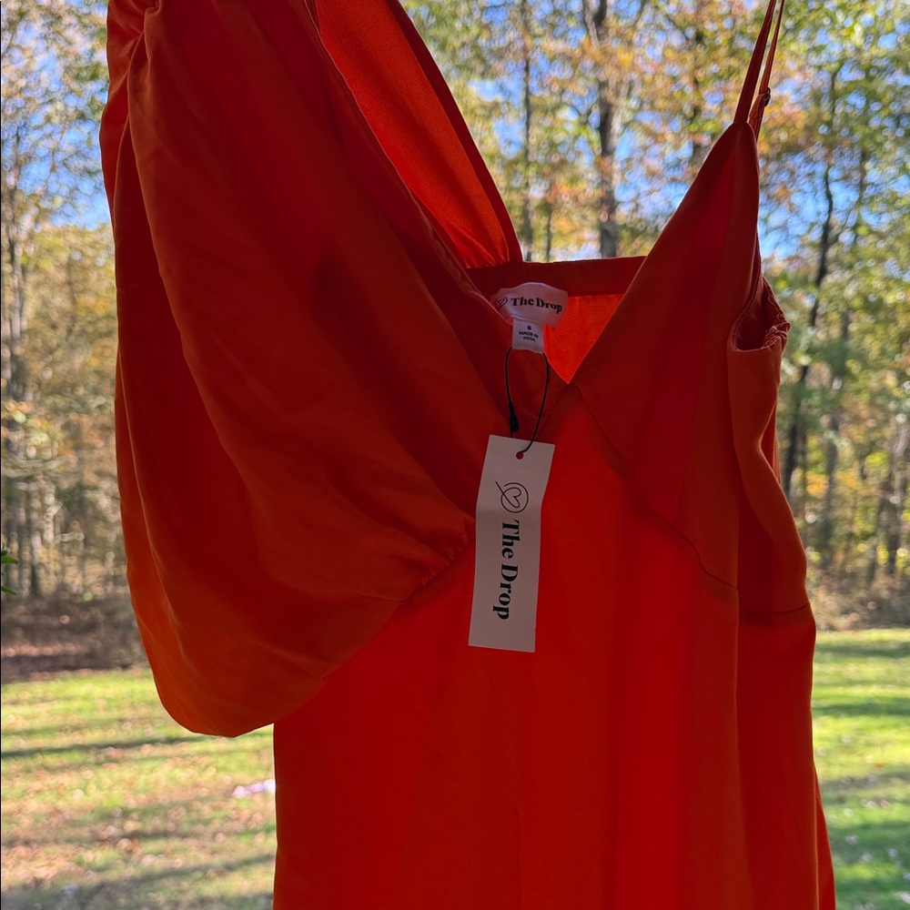 Elegant High-Low Orange Dress - Picture 4 of 5